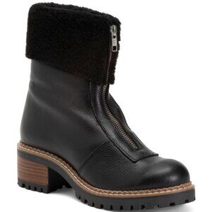 BERTUCHI Made In Spain Leather Front Zipper Booties With Faux Fur